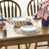 Artoid Mode Wood Stars Strip-Shaped 4th of July Round Placemats Set of 4,14 Inch Patriotic Memorial Day Table Mats for Party Kitchen Dining Decoration(Wood)