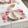 Artoid Mode XOXO Hearts Vinyl Placemats Set of 4, 12×18 Inch Wipeable Non-Slip PVC Place Mats for Party Kitchen Dining Decor(Pink)