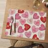 Artoid Mode XOXO Hearts Vinyl Placemats Set of 4, 12×18 Inch Wipeable Non-Slip PVC Place Mats for Party Kitchen Dining Decor(Pink)