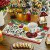 Artoid Mode Xmas Red Balls Christmas Round Placemats Set of 4, 14 Inch Winter Pine Cone Round Table Mats for Dining Decoration(Red/Beige)