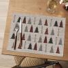 Artoid Mode Xmas Tree Christmas Vinyl Placemats Set of 4, 12×18 Inch Wipeable Winter PVC Woven Table Mats for Party Kitchen Dining Decor(Beige/Red)