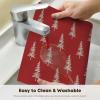 Artoid Mode Xmas Tree Christmas Vinyl Placemats Set of 4, 12×18 Inch Wipeable Winter PVC Woven Table Mats for Party Kitchen Dining Decor(Red)