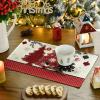 Artoid Mode Xmas Trees Ornament Snowflake Merry Christmas Round Placemats Set of 4, 14 Inch Winter Round Table Mats for Dining Decoration(Beige/Red)