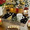 Artoid Mode Xmas Trees Ornament Snowflake Merry Christmas Round Placemats Set of 4, 14 Inch Winter Round Table Mats for Dining Decoration(Black)
