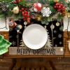 Artoid Mode Xmas Trees Ornament Snowflake Merry Christmas Round Placemats Set of 4, 14 Inch Winter Round Table Mats for Dining Decoration(Black)