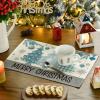 Artoid Mode Xmas Trees Ornament Snowflake Merry Christmas Round Placemats Set of 4, 14 Inch Winter Round Table Mats for Dining Decoration(Blue)