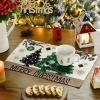 Artoid Mode Xmas Trees Ornament Snowflake Merry Christmas Round Placemats Set of 4, 14 Inch Winter Round Table Mats for Dining Decoration(Green)
