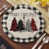 Artoid Mode Xmas Trees Vinyl Christmas Round Placemats Set of 4, 15 Inch Wipeable Winter PVC Woven Table Mats for Party Kitchen Dining Decor, Black