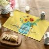 Artoid Mode Yellow Sunflower Vase Summer Round Placemats Set of 4, 15 Inch Summer Round Table Mats for Dining Decoration(Yellow)