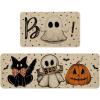 Artoid Mode Bats Black Cats Boo Pumpkin Halloween Kitchen Mats Set of 2, Home Decor Low-Profile Kitchen Rugs for Floor – 17×29 and 17×47 Inch(Beige)