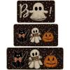 Artoid Mode Bats Black Cats Boo Pumpkin Halloween Kitchen Mats Set of 2, Home Decor Low-Profile Kitchen Rugs for Floor – 17×29 and 17×47 Inch(Black)