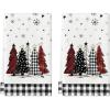 Artoid Mode Beige Brown Xmas Trees Christmas Kitchen Towels Dish Towels, 18×26 Inch Buffalo Plaid Daily Winter Decoration Hand Towels Set of 2(Black/White)