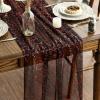 Artoid Mode Beige Gold Gauze Table Runner 120 Inch 10FT, Glitter Metallic Foil Sheer Dining Wedding Anniversary Holiday Birthday Table Decor for Home Party(Black)