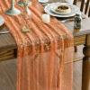 Artoid Mode Beige Gold Gauze Table Runner 120 Inch 10FT, Glitter Metallic Foil Sheer Dining Wedding Anniversary Holiday Birthday Table Decor for Home Party(Orange)