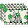 Artoid Mode Beige Lucky Shamrock Gnome Round St. Patrick’s Day Placemats Set of 4, 15 Inch Spring Round Table Mats for Dining Decoration(Beige)