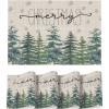Artoid Mode Beige Pine Tree Snowflake Christmas Vinyl Placemats Set of 4, 12×18 Inch Wipeable PVC Woven Table Mats for Party Kitchen Dining Decor(Beige)