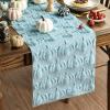 Artoid Mode Beige Soft Plush Faux Fur Jacquard Pumpkins Fall Table Runner, Seasonal Autumn Kitchen Dining Table Decoration for Home Party Decor 13×72 Inch(Blue)