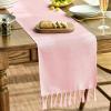 Artoid Mode Beige Tassel Table Runner, Boho Linen Blend Rustic Farmhouse Style Kitchen Table Decoration Holiday Wedding Party Dinning Decor 13×72 Inch(Blush Pink)