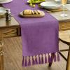 Artoid Mode Beige Tassel Table Runner, Boho Linen Blend Rustic Farmhouse Style Kitchen Table Decoration Holiday Wedding Party Dinning Decor 13×72 Inch(Lilac Purple)