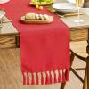 Artoid Mode Beige Tassel Table Runner, Boho Linen Blend Rustic Farmhouse Style Kitchen Table Decoration Holiday Wedding Party Dinning Decor 13×72 Inch(Red)