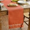 Artoid Mode Beige Tassel Table Runner, Boho Linen Blend Rustic Farmhouse Style Kitchen Table Decoration Holiday Wedding Party Dinning Decor 13×72 Inch(Terracotta Orange)