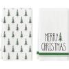 Artoid Mode Beige Xmas Tree Merry Christmas Kitchen Towels Dish Towels, 18×26 Inch Holiday Daily Winter Decoration Hand Towels Set of 2(Green)