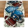 Artoid Mode Blue Helmet Finger Eucalyptus Football Fall Table Runner, Seasonal Rugby Sport Kitchen Dining Table Decoration for Home Party Decor 13×72 Inch(Blue/Beige)