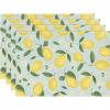 Artoid Mode Blue Lemon Flower Floral Summer Placemats Set of 4,12×18 Inch Seasonal Spring Table Mats for Party Kitchen Dining Decoration