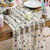 Artoid Mode Blue Polka Dots Pink Gauze Table Runner 120 Inch 10FT, Seasonal Sheer Dining Holiday Wedding Birthday Baby Shower Table Decor for Home Party(Beige)