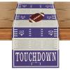 Artoid Mode Blue Yellow Touch Down American Football Court Table Runner, Rugby Boy Fall Birthday Party Kitchen Dining Table Decoration for Home Decor 13×72 Inch(Purple/Beige)