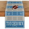 Artoid Mode Blue Yellow Touch Down American Football Court Table Runner, Rugby Boy Fall Birthday Party Kitchen Dining Table Decoration for Home Decor 13×72 Inch(Blue/Grey)