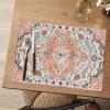 Artoid Mode Boho Vinyl Placemats Set of 4, Washable Non-Slip Woven Plastic PVC Table Mats for Party Kitchen Dining Decor, 12×18 Inch(Orange)
