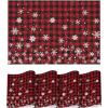 Artoid Mode Buffalo Plaid Christmas Vinyl Placemats Set of 4, Washable Heat Resistant Winter PVC Woven Table Mats for Party Kitchen Dining Decor, 12×18 Inch(Red)