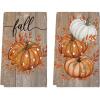 Artoid Mode Buffalo Plaid Eucalyptus Leaves Pumpkin Fall Kitchen Towels Dish Towels, 18×26 Inch Farmhouse Thanksgiving Decoration Hand Towels Set of 2(Wood/Orange)