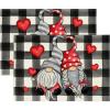 Artoid Mode Buffalo Plaid Hearts Gnomes Love Valentine Placemats Set of 4, 12×18 Inch Anniversary Wedding Holiday Table Mats for Party Kitchen Dining Decoration(Black/White)