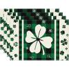 Artoid Mode Buffalo Plaid Shamrock St. Patrick’s Day Placemats Set of 4, 12×18 Inch Seasonal Holiday Table Mats for Party Kitchen Dining Decoration(Green)