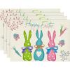 Artoid Mode Carrots Rabbit Bunny Happy Easter Round Placemats Set of 4, 15 Inch Spring Round Table Mats for Dining Decoration(Blue/Pink)