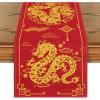 Artoid Mode Chinese Zodiac Dragon 2025 Happy New Year Table Runner, Spring Festival Winter Kitchen Dining Table Decoration for Home Party 13×72 Inch(Red/Yellow)