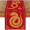 Artoid Mode Chinese Zodiac Snake 2025 Happy Lunar New Year Table Runner, Spring Festival Winter Kitchen Dining Table Decoration for Home Party 13×60 Inch(Red)