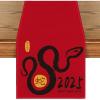 Artoid Mode Chinese Zodiac Snake Happy 2025 Chinese New Year Table Runner, Spring Festival Kitchen Dining Table Decoration for Home Party 13×72 Inch