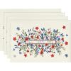 Artoid Mode Eucalyptus Floral Stars 4th of July Round Placemats Set of 4, 14 Inch Memorial Day Table Mats for Dining Decoration(Beige)