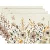 Artoid Mode Floral Fall Round Placemats Set of 4,14 Inch Seasonal Round Place Mats for Party Dining Decoration(Beige)