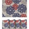 Artoid Mode Floral Vinyl Placemats Set of 4, 12×18 Inch Heat Resistant Washable Non-Slip Plistic PVC Place Mats for Party Kitchen Dining Decor, Pink Blue(Red/Blue)
