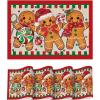 Artoid Mode Gingerbread Candy Cane Christmas Vinyl Placemats Set of 4, 12×18 Inch Wipeable Winter PVC Woven Table Mats for Party Kitchen Dining Decor