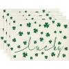 Artoid Mode Green Lucky Shamrock St. Patrick’s Day Placemats Set of 4, 12×18 Inch Seasonal Spring Table Mats for Party Kitchen Dining Decoration(Beige)