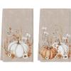 Artoid Mode Grey Pumpkin Fall Kitchen Towels Dish Towels, 18×26 Inch Farmhouse Flowers Wildflower Decoration Hand Towels Set of 2(Grey)