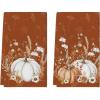Artoid Mode Grey Pumpkin Fall Kitchen Towels Dish Towels, 18×26 Inch Farmhouse Flowers Wildflower Decoration Hand Towels Set of 2(Orange)