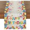 Artoid Mode Happy Birthday Table Runner, Gifts Polka Dot Hats Kitchen Dining Table Decoration for Outdoor Home Party 13×72 Inch(Table Runner  13″ x 36″)