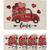 Artoid Mode Hearts Truck Vinyl Valentine’s Day Placemats Set of 4, 12×18 Inch Wipeable Non-Slip PVC Place Mats for Party Kitchen Dining Decor