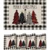Artoid Mode Merry Christmas Trees Vinyl Placemats Set of 4, 12×18 Inch Red Buffalo Plaid Washable Heat Resistant Plastic Woven Table Mats for Party Dining Decor(Black)
